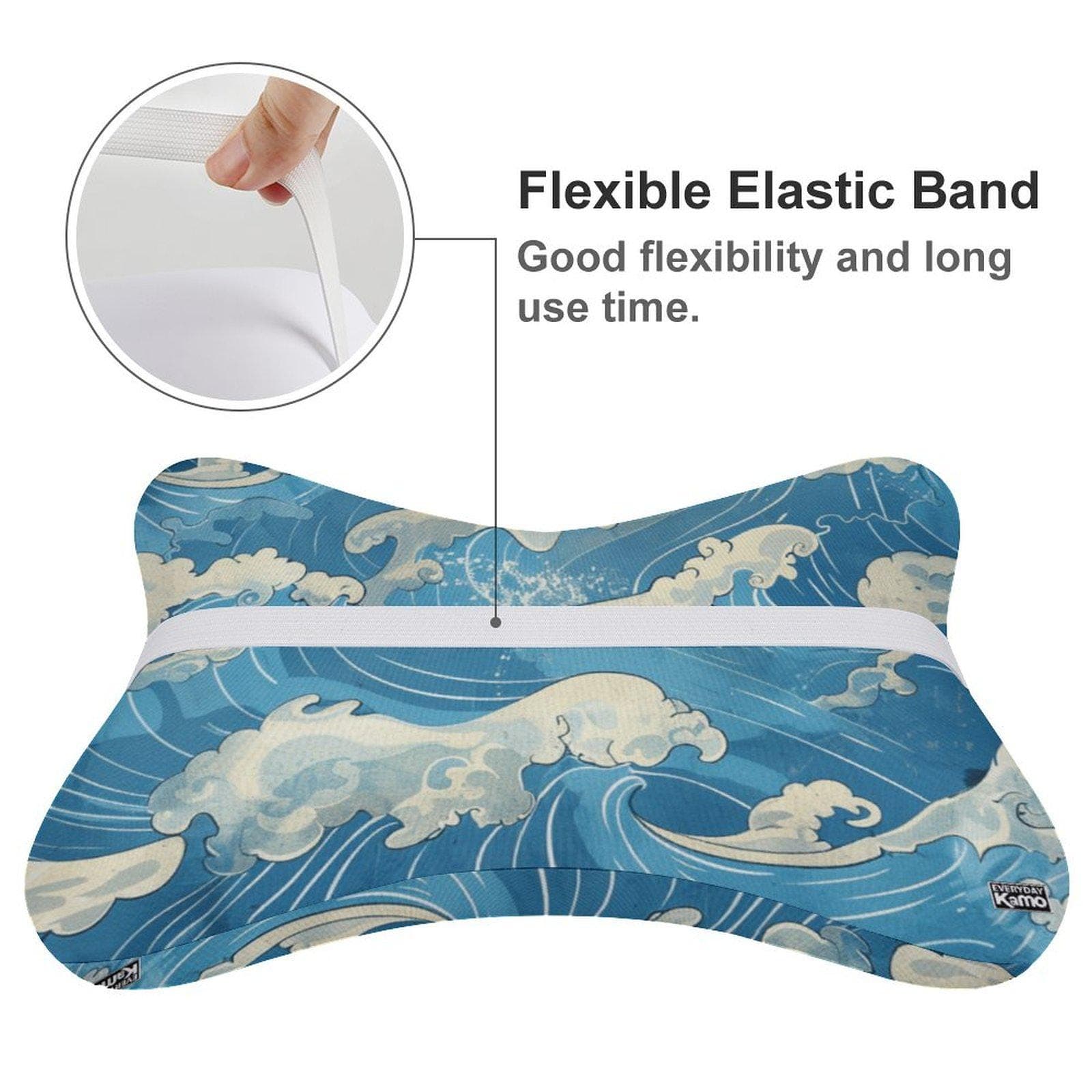 Everyday Kamo Ocean Wave Car Headrest Pillow | Memory Foam Neck Support for Driving Comfort