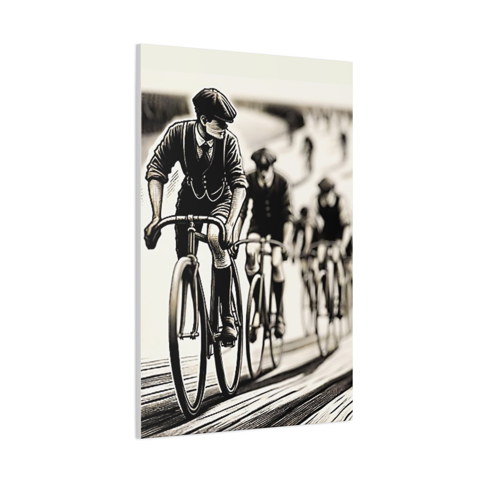 Vintage Cyclist Canvas Print | The Leader Matte Art | Stretched Pine Frame