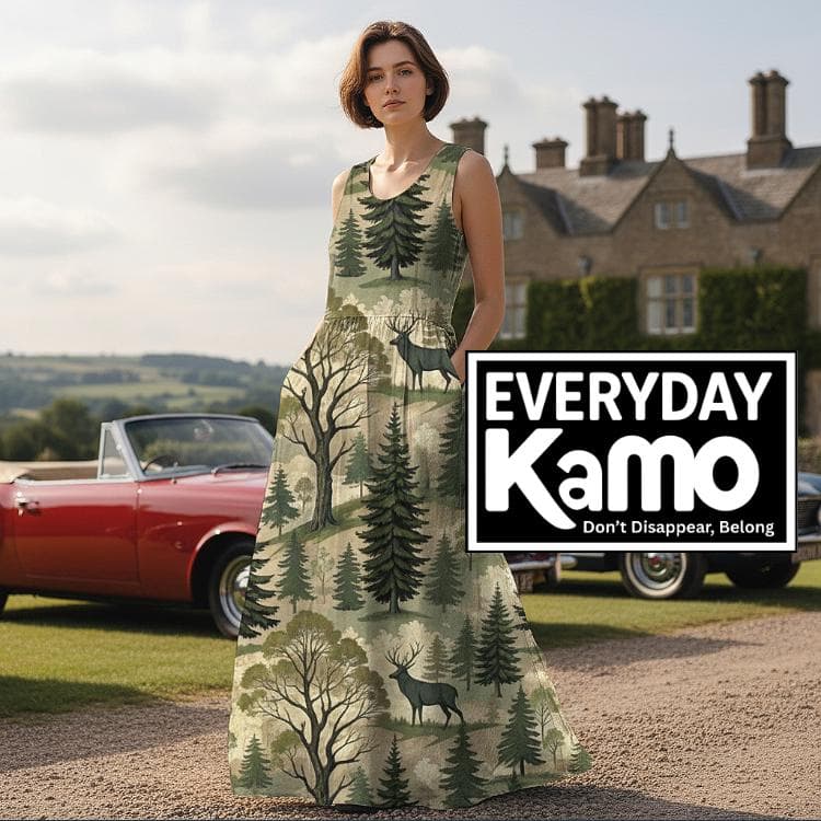 Everyday Kamo Forest Deer Maxi Dress | Summer Vacation & Casual Flowy Dress
