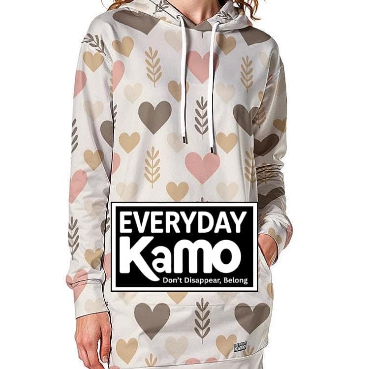 Heart Pattern Fur-Lined Hoodie Dress | Women's Tunic Sweatshirt